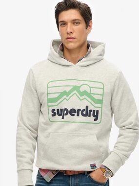 Superdry Mens Hoodie Vintage 90s Terrain Sweatshirt Graphic Pullover Mountains L